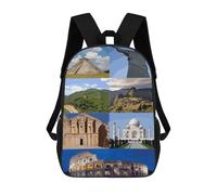 sinyumoney Sacs À Dos 3D Pour Enfants, Sacs D'école Wonders of The World Sac D'école Imprimé En 3D Pour Garçons, Élèves Du Primaire Et Du Collège 17inch