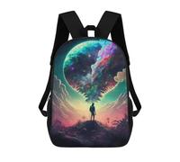 sinyumoney Sacs À Dos Alien Landscape with Astronaut -1 Sac À Dos Scolaire Pour Enfants, Sac D'école Imprimé En 3D Pour Garçons, Élèves Du Primaire Et Du Collège 17inch