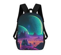 sinyumoney Sacs À Dos Alien Landscape with Glowing Moons Sac À Dos Scolaire Pour Enfants, Sac D'école Imprimé En 3D Pour Garçons, Élèves Du Primaire Et Du Collège 17inch