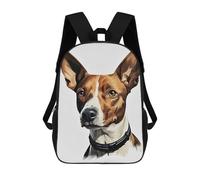sinyumoney Sacs À Dos Basenji Dog Portrait with Collar Sac À Dos Scolaire Pour Enfants, Sac D'école Imprimé En 3D Pour Garçons, Élèves Du Primaire Et Du Collège 17inch