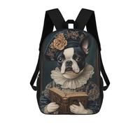 sinyumoney Sacs À Dos Boston Terrier Renaissance Scholar Classic Canine Art Sac À Dos Scolaire Pour Enfants, Sac D'école Imprimé En 3D Pour Garçons, Élèves Du Primaire Et Du Collège 17inch
