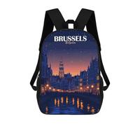 sinyumoney Sacs À Dos Brussels Belgium Night Cityscape Art Sac À Dos Scolaire Pour Enfants, Sac D'école Imprimé En 3D Pour Garçons, Élèves Du Primaire Et Du Collège 17inch