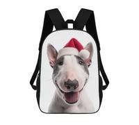 sinyumoney Sacs À Dos Bull Terrier Dog with Santa Hat Sac À Dos Scolaire Pour Enfants, Sac D'école Imprimé En 3D Pour Garçons, Élèves Du Primaire Et Du Collège 17inch
