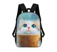 sinyumoney Sacs À Dos Cat in A Cup on Rainy Day Sac À Dos Scolaire Pour Enfants, Sac D'école Imprimé En 3D Pour Garçons, Élèves Du Primaire Et Du Collège 17inch