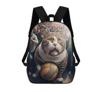 sinyumoney Sacs À Dos Cat with Basketball in Crowd Sac À Dos Scolaire Pour Enfants, Sac D'école Imprimé En 3D Pour Garçons, Élèves Du Primaire Et Du Collège 17inch