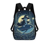 sinyumoney Sacs À Dos Cat Wizard Riding Whale in Forest Sac À Dos Scolaire Pour Enfants, Sac D'école Imprimé En 3D Pour Garçons, Élèves Du Primaire Et Du Collège 17inch