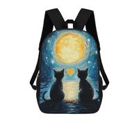 sinyumoney Sacs À Dos Cats Under The Moon Sac À Dos Scolaire Pour Enfants, Sac D'école Imprimé En 3D Pour Garçons, Élèves Du Primaire Et Du Collège 17inch