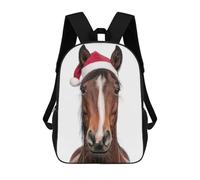 sinyumoney Sacs À Dos Christmas Horse with Santa Hat Sac À Dos Scolaire Pour Enfants, Sac D'école Imprimé En 3D Pour Garçons, Élèves Du Primaire Et Du Collège 17inch