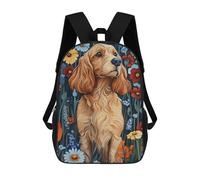sinyumoney Sacs À Dos Cocker Spaniel in Meadow Flowers Dog Wall Art Print Sac À Dos Scolaire Pour Enfants, Sac D'école Imprimé En 3D Pour Garçons, Élèves Du Primaire Et Du Collège 17inch
