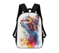 sinyumoney Sacs À Dos Colorful Cat Watercolor Sac À Dos Scolaire Pour Enfants, Sac D'école Imprimé En 3D Pour Garçons, Élèves Du Primaire Et Du Collège 17inch