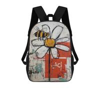 sinyumoney Sacs À Dos De 17 Pouces Abstract Bee on Flower Art Print Sac D'école Imprimé En 3D Pour Garçons (primaire Et Collège)