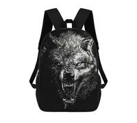 sinyumoney Sacs À Dos De 17 Pouces Angry Wolf Portrait Sac D'école Imprimé En 3D Pour Garçons (primaire Et Collège)