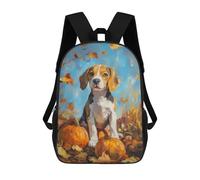 sinyumoney Sacs À Dos De 17 Pouces Beagle Puppy with Pumpkins Painting Fall Dog Portrait Sac D'école Imprimé En 3D Pour Garçons (primaire Et Collège)