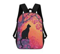 sinyumoney Sacs À Dos De 17 Pouces Black Cat in Autumn Sac D'école Imprimé En 3D Pour Garçons (primaire Et Collège)