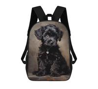 sinyumoney Sacs À Dos De 17 Pouces Black Poodle Puppy Sac D'école Imprimé En 3D Pour Garçons (primaire Et Collège)