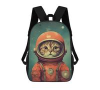 sinyumoney Sacs À Dos De 17 Pouces Cat Astronaut Sac D'école Imprimé En 3D Pour Garçons (primaire Et Collège)