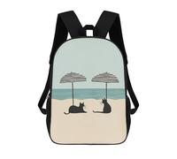 sinyumoney Sacs À Dos De 17 Pouces Cats Tropical Beach Minimalist Sac D'école Imprimé En 3D Pour Garçons (primaire Et Collège)