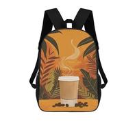 sinyumoney Sacs À Dos De 17 Pouces Coffee With Tropical Leave Sac D'école Imprimé En 3D Pour Garçons (primaire Et Collège)