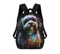 sinyumoney Sacs À Dos De 17 Pouces Colorful Abstract Dog Art Print Sac D'école Imprimé En 3D Pour Garçons (primaire Et Collège)