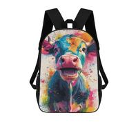 sinyumoney Sacs À Dos De 17 Pouces Colorful Cow Painting Artwork Sac D'école Imprimé En 3D Pour Garçons (primaire Et Collège)