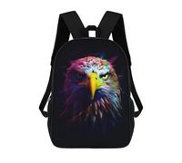 sinyumoney Sacs À Dos De 17 Pouces Colorful Eagle Dark BG Sac D'école Imprimé En 3D Pour Garçons (primaire Et Collège)