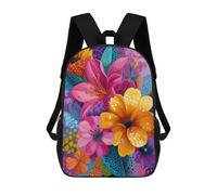 sinyumoney Sacs À Dos De 17 Pouces Colorful Floral Painting Sac D'école Imprimé En 3D Pour Garçons (primaire Et Collège)