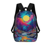 sinyumoney Sacs À Dos De 17 Pouces Colorful Forest Moonlit Stream-1 Sac D'école Imprimé En 3D Pour Garçons (primaire Et Collège)
