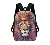 sinyumoney Sacs À Dos De 17 Pouces Colorful Lion Crown Art Print Sac D'école Imprimé En 3D Pour Garçons (primaire Et Collège)