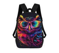 sinyumoney Sacs À Dos De 17 Pouces Colorful Neon Owl Art Print-2 Sac D'école Imprimé En 3D Pour Garçons (primaire Et Collège)