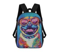 sinyumoney Sacs À Dos De 17 Pouces Colorful Pug Art Print-7 Sac D'école Imprimé En 3D Pour Garçons (primaire Et Collège)