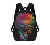 sinyumoney Sacs À Dos De 17 Pouces Colorful Rainbow Flower Art Sac D'école Imprimé En 3D Pour Garçons (primaire Et Collège)