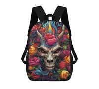 sinyumoney Sacs À Dos De 17 Pouces Colorful Skull Artwork Sac D'école Imprimé En 3D Pour Garçons (primaire Et Collège)
