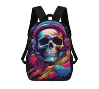 sinyumoney Sacs À Dos De 17 Pouces Colorful Skull Astronaut Art Print Sac D'école Imprimé En 3D Pour Garçons (primaire Et Collège)
