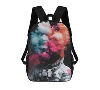 sinyumoney Sacs À Dos De 17 Pouces Colorful Smoke Astronaut Art Sac D'école Imprimé En 3D Pour Garçons (primaire Et Collège)