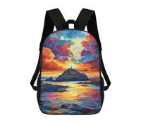 sinyumoney Sacs À Dos De 17 Pouces Colorful Sunset Island Scene Sac D'école Imprimé En 3D Pour Garçons (primaire Et Collège)