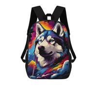 sinyumoney Sacs À Dos De 17 Pouces Colorful Wolf Art Print-1 Sac D'école Imprimé En 3D Pour Garçons (primaire Et Collège)