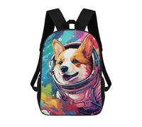 sinyumoney Sacs À Dos De 17 Pouces Corgi Astronaut in Space -16 Sac D'école Imprimé En 3D Pour Garçons (primaire Et Collège)