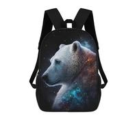 sinyumoney Sacs À Dos De 17 Pouces Cosmic Polar Bear Profile Sac D'école Imprimé En 3D Pour Garçons (primaire Et Collège)