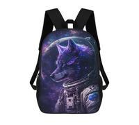 sinyumoney Sacs À Dos De 17 Pouces Cosmic Wolf Astronaut Art Print Sac D'école Imprimé En 3D Pour Garçons (primaire Et Collège)