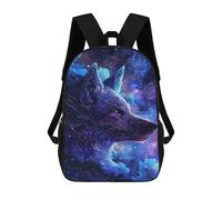 sinyumoney Sacs À Dos De 17 Pouces Cosmic Wolf Portrait-4 Sac D'école Imprimé En 3D Pour Garçons (primaire Et Collège)