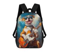 sinyumoney Sacs À Dos De 17 Pouces Dog Playing Guitar Art Print -2 Sac D'école Imprimé En 3D Pour Garçons (primaire Et Collège)