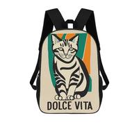 sinyumoney Sacs À Dos De 17 Pouces Dolce Vita Funny Cat Sac D'école Imprimé En 3D Pour Garçons (primaire Et Collège)