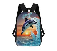 sinyumoney Sacs À Dos De 17 Pouces Dolphin by Sunset at Waves Sac D'école Imprimé En 3D Pour Garçons (primaire Et Collège)