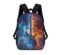 sinyumoney Sacs À Dos De 17 Pouces Electric Guitar with Fire And Ice Effect-1 Sac D'école Imprimé En 3D Pour Garçons (primaire Et Collège)