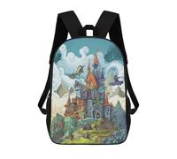 sinyumoney Sacs À Dos De 17 Pouces Fantasy Castle Adventure Sac D'école Imprimé En 3D Pour Garçons (primaire Et Collège)