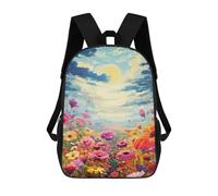 sinyumoney Sacs À Dos De 17 Pouces Fantasy Flower Field Sunset Sac D'école Imprimé En 3D Pour Garçons (primaire Et Collège)