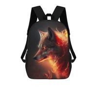 sinyumoney Sacs À Dos De 17 Pouces Fiery Wolf Sac D'école Imprimé En 3D Pour Garçons (primaire Et Collège)