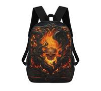 sinyumoney Sacs À Dos De 17 Pouces Flaming Skull Artwork -1 Sac D'école Imprimé En 3D Pour Garçons (primaire Et Collège)