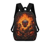 sinyumoney Sacs À Dos De 17 Pouces Flaming Skull Artwork Sac D'école Imprimé En 3D Pour Garçons (primaire Et Collège)