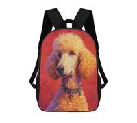 sinyumoney Sacs À Dos De 17 Pouces Fluffy Poodle with Red Background Sac D'école Imprimé En 3D Pour Garçons (primaire Et Collège)